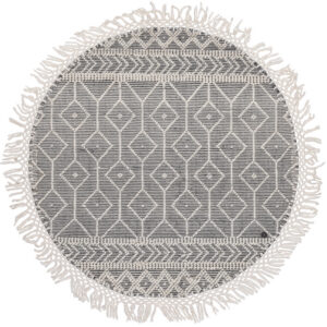 Apvalus Plokščio Pynimo Kilimas Macrame Grey