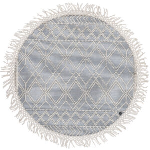 Apvalus Plokščio Pynimo Kilimas Macrame Blue
